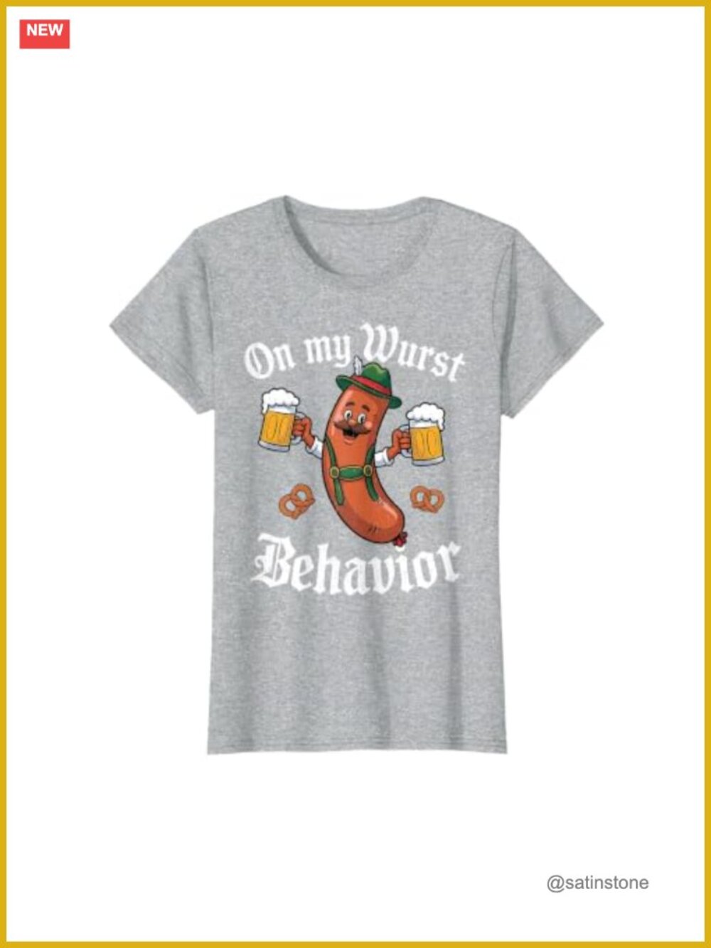 Funny Wurst Beer T-Shirt, German Oktoberfest Costume Adult Tee